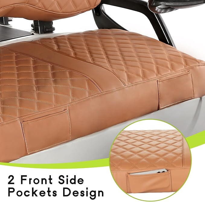 Golf Cart Seat Covers Fit Yamaha Drive G29 2007-2016 Vinyl Leather Front Seat Cover for OEM Ordinary Cushions No Nail Gun Easy to Install & Clean Vinyl Leather Seat Cushion Covers Brown