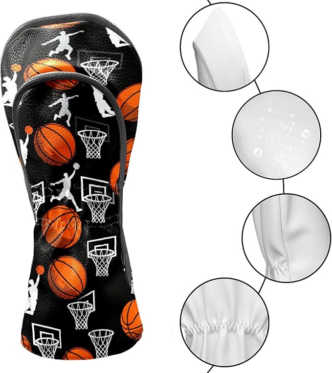 Golf Headcovers Fits Driver Hybrid Fairway 3/5 Wood, Waterproof PU Leather Golf Club Protector, Ideal Sports Accessories & Golfer Gift Colorful Geometry