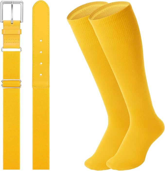 Baseball Socks and Belt for Youth Adult Softball Socks Combo Elastic Waist Belt for Men Kids Boys Girls Women JASGOOD