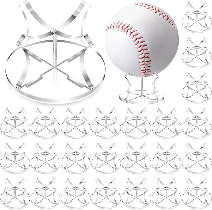 Mudder 24 Pack Baseball Display Stand, Acrylic Ball Display Holder Transparent Sports Balls Stand Holder Rack for Baseball, Golf Balls, Tennis Ball, Softball, Home Office Collection