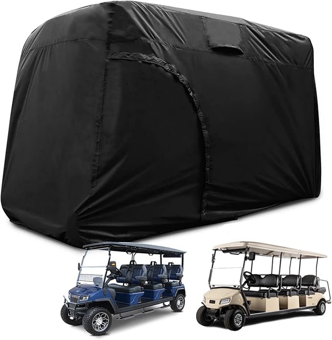 Golf Cart Cover 2/4/6 Passenger, All-Weather Protection Golf Cart Rain Covers, UV Resistant with Windproof Buckle Golf Cart Accessories (Fits for Club Car, for EZGO, for Yamaha)