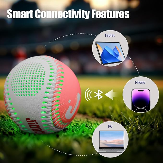 Glow Baseball Bluetooth Speaker，Portable Sports Gift for Fans, Waterproof Outdoor Speaker with Party Lights.