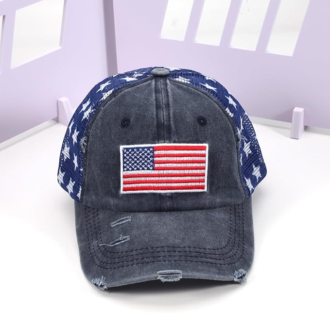 American Flag Hats Love Breast Cancer Adjustable Rhinestone Baseball Cap USA Patriotic Embroidered Baseball Trucker Hat