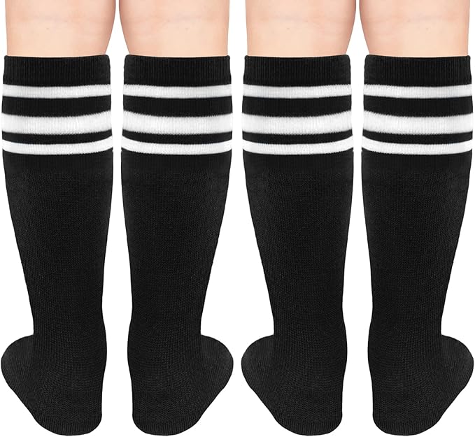 Sarfel Kids Soccer Socks Toddler Soccer Socks Girls Boys Soccer Socks Kids Tube Socks with Stripes Toddler Knee High Socks