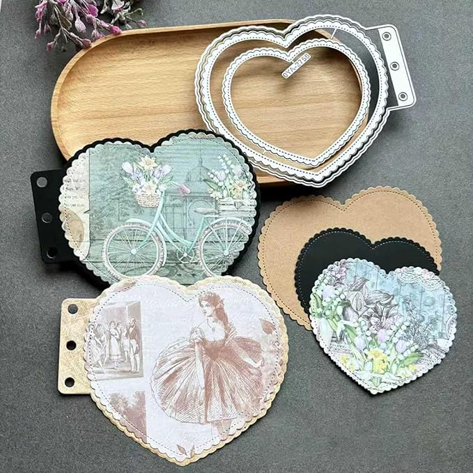 Heart Loose-Leaf Lace Die Cuts for Card Making, Background Frame Cutting Dies by Unknown