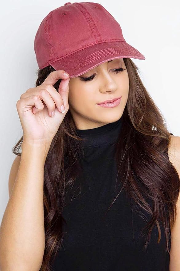 Eohak Ponytail Baseball Hat Distressed Retro Washed Womens Twill