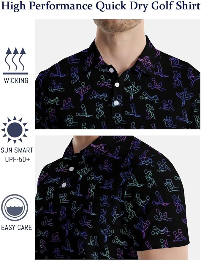 Mens Golf Shirts Golf Polo Shirts for Men Short Sleeve Polo Shirts Golf Gifts