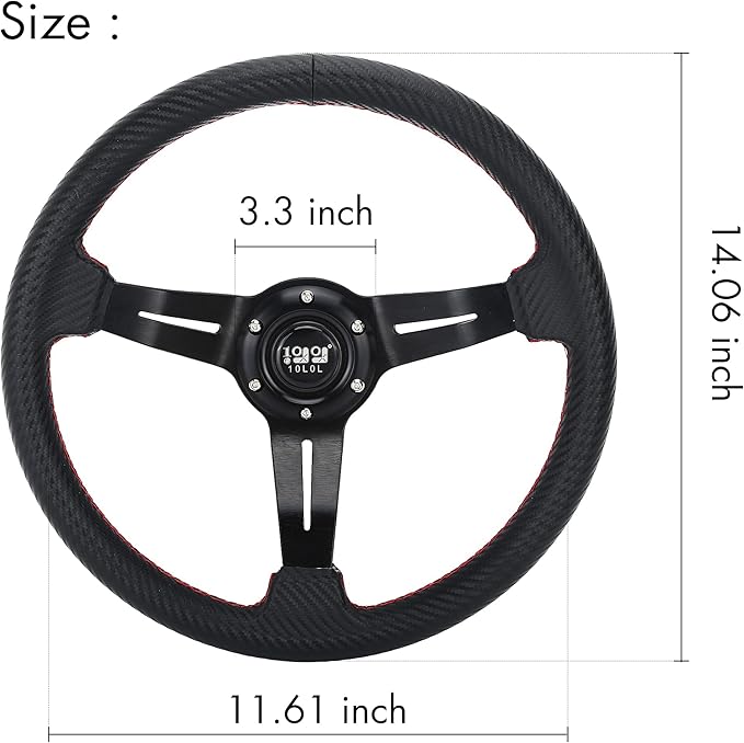 10L0L Golf Cart Steering Wheel, Universal Design Fit for Yamaha, EZGO RXV & TXT, Club Car DS, Club Car Precedent Tempo, Most Golf Cart(Carbon Black)