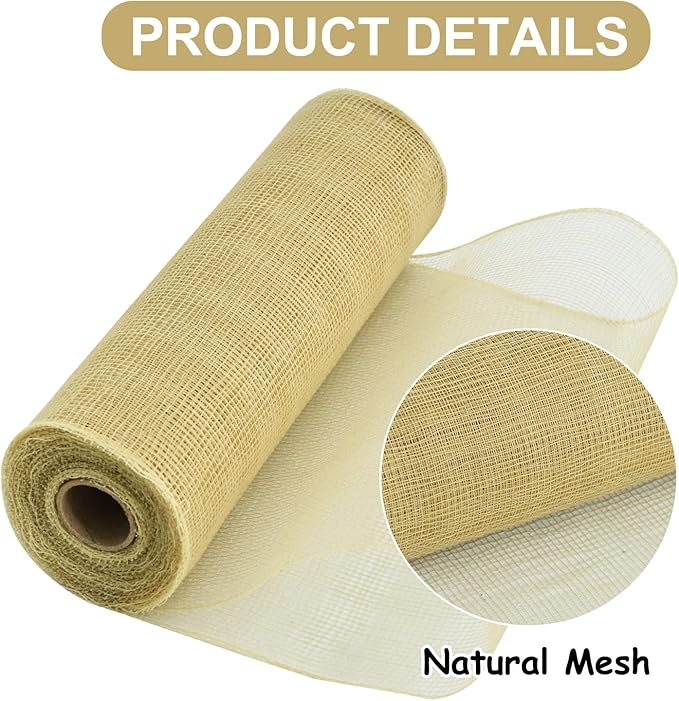 TONIFUL 2 Rolls 10 Inch Burlap Natural Decorative Mesh Ribbon Rolls, Christmas - Image 3