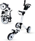 Qwik-Fold 3-Wheel Golf Push Cart with Foot Brake – 1-Second Fold & Unfold Folding Golf Trolley, Lightweight Aluminum Frame, Adjustable Handle, Ball-Bearing Wheels, Umbrella Holder & Storage