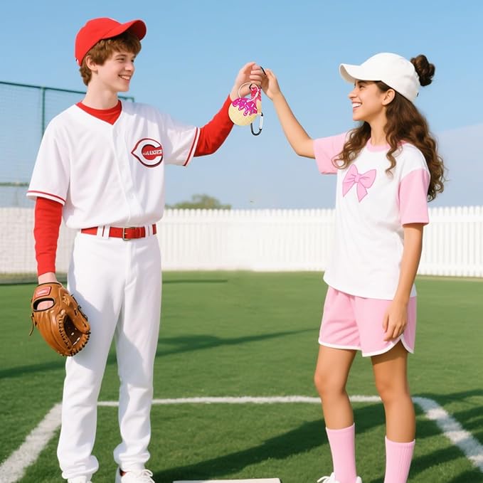 Eyourlife Dugout Organizer Fence Hook Baseball Softball Gift for Bag Backpack Glove Helmet Drinking Bottle Hanging with Name Luggage Tags Charm Team Gift for Coach Mom 2set pink ice cream drip 1 hook