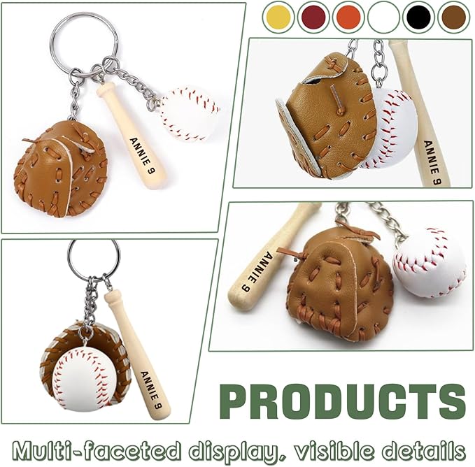Custom Softball Keychain with Name Personalized Wooden Baseball Keyring for Girls Boys Team Gifts Softball Party Favors