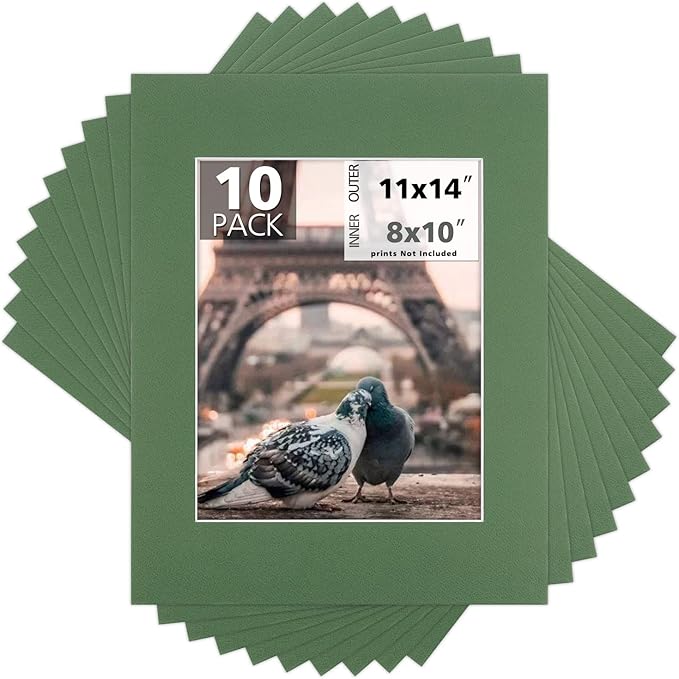 Mat Board Center, 11x14 for 8x10 Basque Green Color Mats by MatBoardCenter