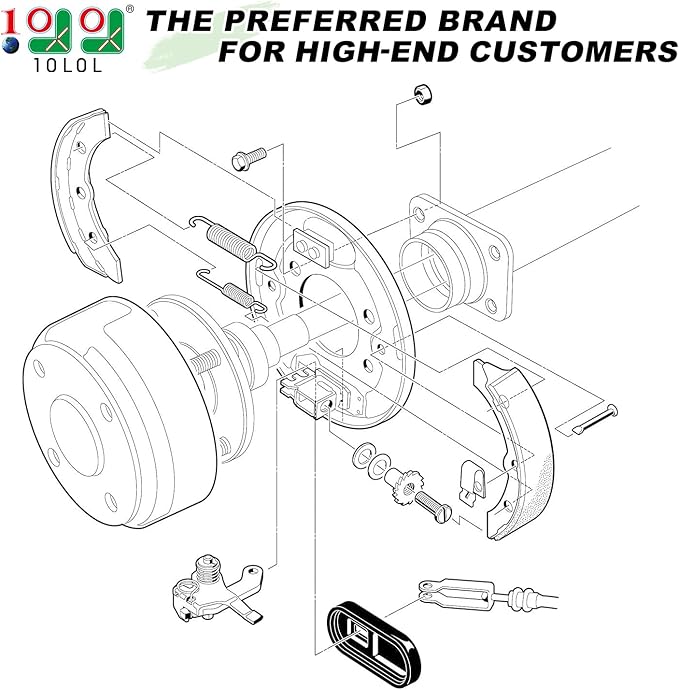10L0L Golf Cart Brake Shoes for Club Car DS 1995-up, Club Car Precedent 2004-up, for Yamaha G1 G2 G8 G9, for EZGO 1986.5-1996, OEM 1018232-01 (2 Short & 2 Long)