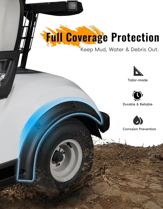 Golf Cart Fender Flares for Yamaha Drive2 G29 17-25, Combined Front & Rear Mud Guards Mud Flaps Only for Yamaha Drive2 G29 Standard and Unmodified Golf Carts Body 2017-2025 Accessories