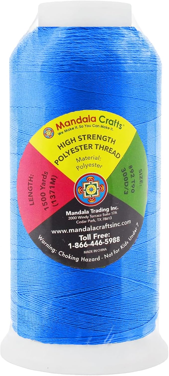 Mandala Crafts Sky Blue Heavy Duty Thread -1500 Yds Tex 90 Thread - Image 4