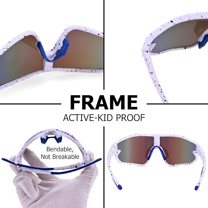 Kids Baseball Sunglasses - Youth Baseball Sunglasses for Boys Girls - Sports Softball Shades Age 6-14