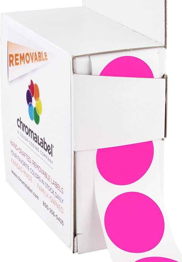 ChromaLabel 1 Inch Circle Sticker Labels, High Visibility Round Colored Stickers by ChromaLabel