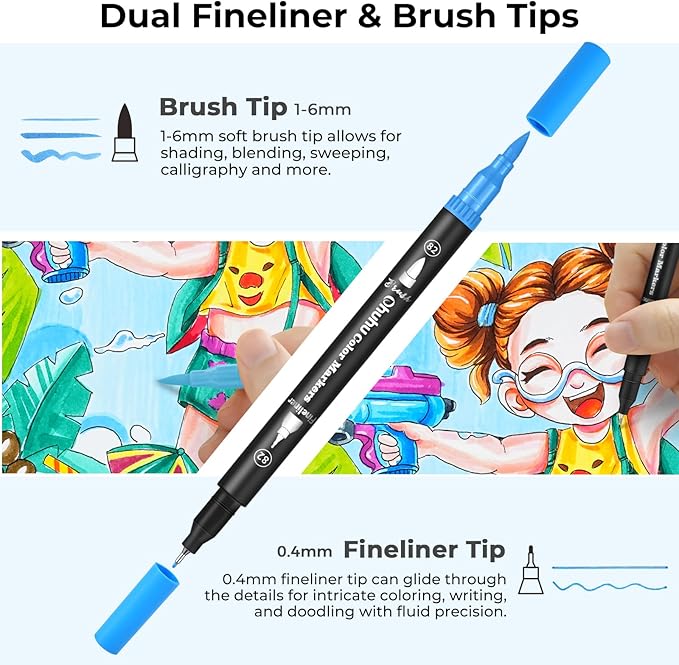 Ohuhu Markers for Adult Coloring Books No bleeding 60 Colors Coloring Markers - Image 3