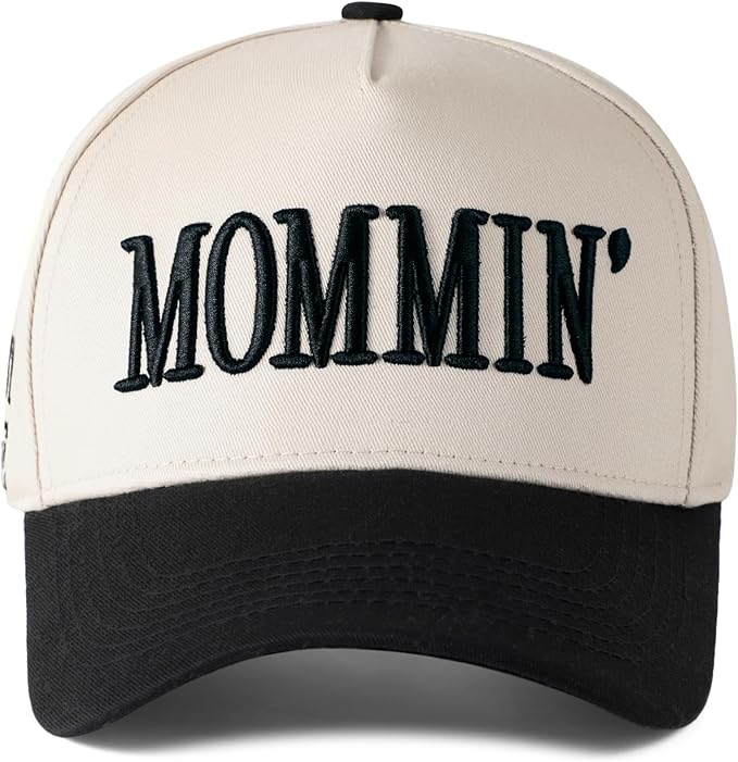Mommin Trucker Hat, Mothers Day Gifts for Mom Wife, Vintage Two Tone Ponytail Baseball Cap, Adjustable Embroidered Hat