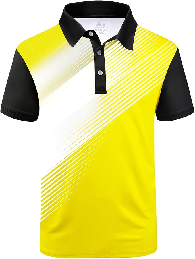 ZITY Mens Golf Shirt Short Sleeve Sport Moisture Wicking Performance Print Golf Polo Shirts for Men Collared Casual T-Shirt