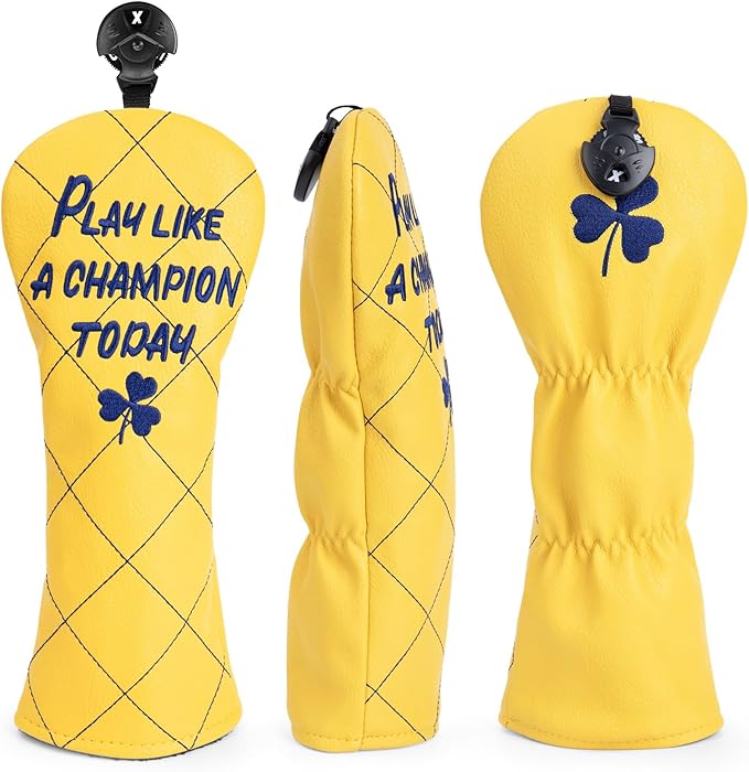 Golf Headcovers Play Like A Champion Today Golf Club Head Covers Advanced Embroidery Premium Leather Driver Headcovers Fairway Wood Covers Hybrid Cover Golf Mallet Putter Cover for DF3 OZ1