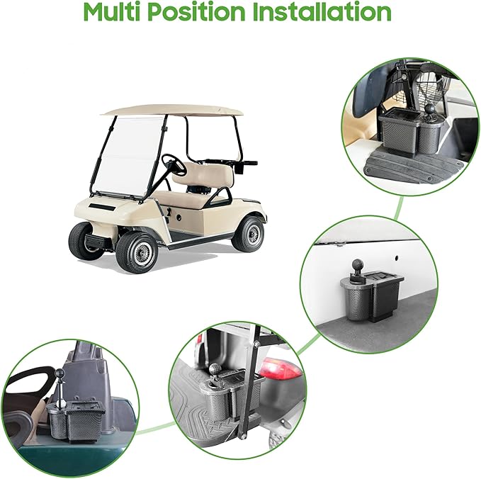 10L0L Golf Cart Ball and Golf Club Head Cleaner/Washer 2-in-1 with Universal Bracket-Removable-Fits EZGO TXT RXV & Club Car DS Precedent & Yamaha Models