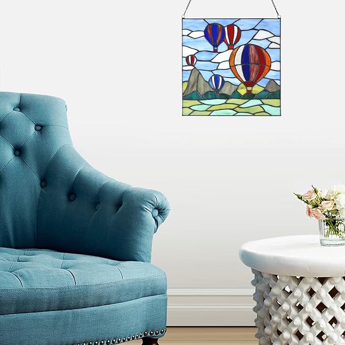 PA0002 Stained Glass Hanging Panel-12 Wx12 H Window Suncatcher Window Décor - Image 5