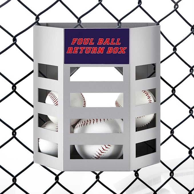 Yaocom 1 Pcs Baseball Foul Ball Return Box for Chain Link Fence, Softball Field Ball Retrieval Station, Metal Training Equipment for Batting Practice, Outdoor Dugout Accessory 9.8 x 4.9 x 8.8 Inch