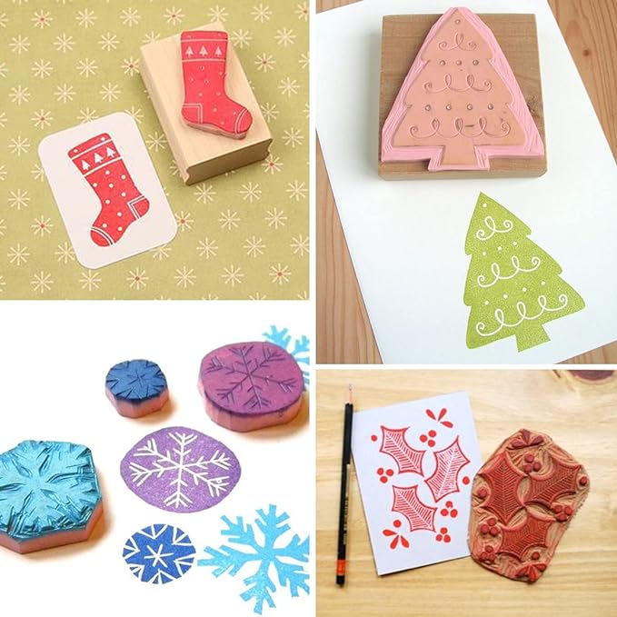 SGHUO 12pcs 4"x6" Pink Rubber Carving Blocks Linoleum Block Stamp Making Kit - Image 6
