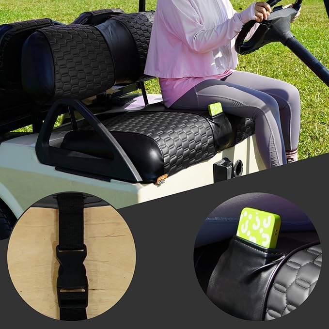 Golf Cart Seat Covers for EZGO TXT Club Car DS Gas or Electric OEM Regular Seat Cushion, No Staple, Golf Cart Vinyl Replacement Seat Cover