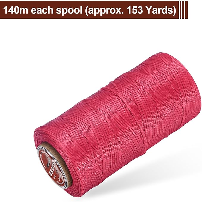 uxcell Flat Leather Sewing Waxed Thread, 140m / 153 Yards Polyester Wax String - Image 3