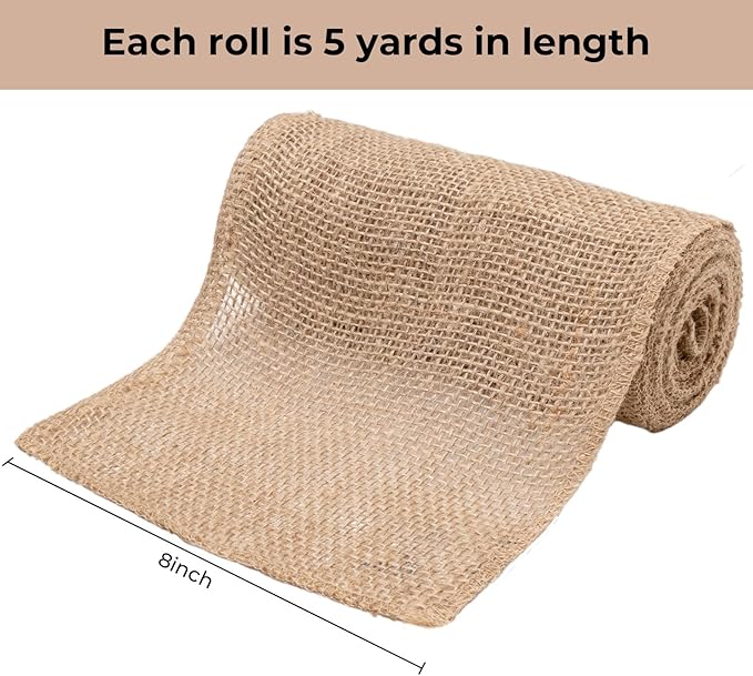 8 Inch Natural Burlap Fabric Roll 10 Yards, Jute Ribbon - Image 3