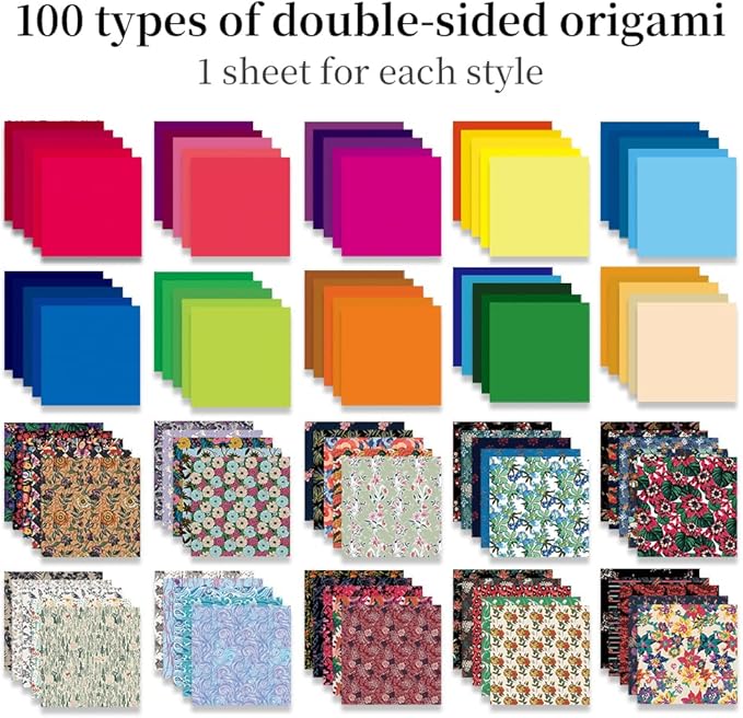 Origami Paper Kit Dobule Sided 100 Sheets 100 Colors 6 Inch Japanese Chiyo - Image 3