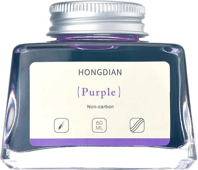Hongdian Fountain Pen Bottled Ink Purple Color, 60ml Non Carbon Inkwell Bottle - Image 6