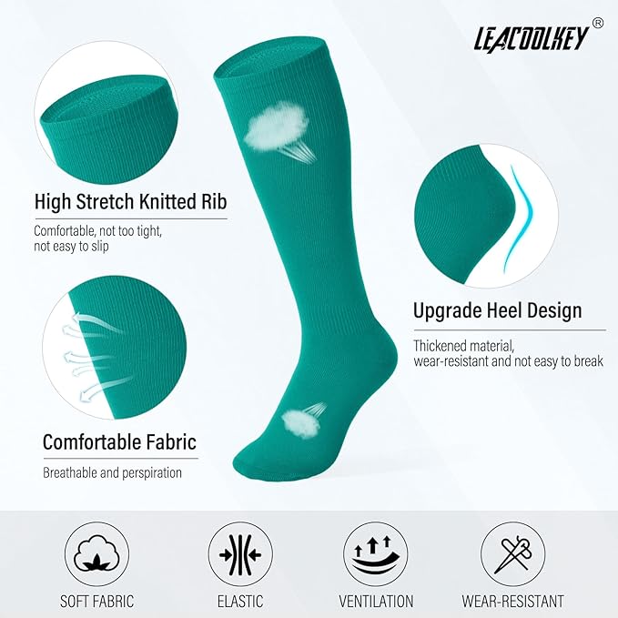 LEACOOLKEY Baseball Belt and Socks Combo Set Adjustable Softball Socks and Elastic Belt for Youth and Adult