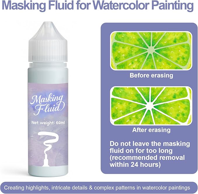 120ml Masking Fluid for Watercolor Painting, Art Watercolor Masking Fluid - Image 3