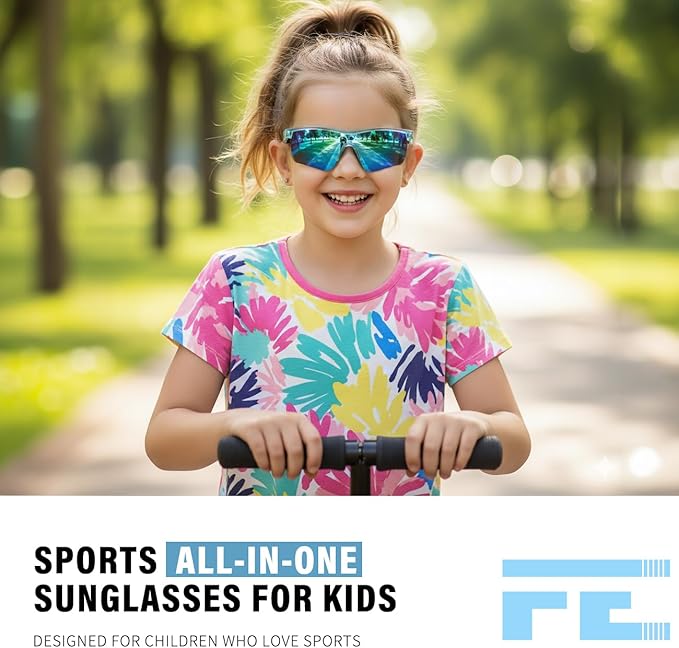 FEISEDY Kids Teens Baseball Polarized Sunglasses Sports TR90 Frame Boys Girls Cycling B2454