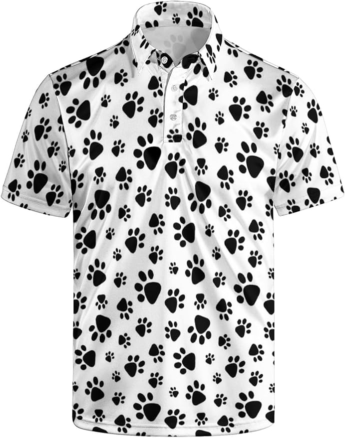 HUURAY Funny Golf Polos for Men Funny Print Short Sleeve Shirts Quick Dry Polo Shirts Hawaiian Shirt Performance Golf Outfits