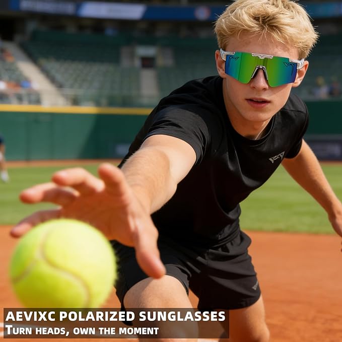 2-Sizes Kids Youth Baseball Sunglasses Men Women Vipers Sunglasses Softball Boys Girl True Polarization &UV Protection