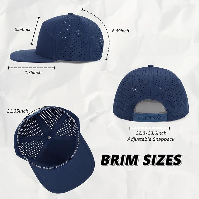 Quick Dry Baseball Cap Flat Brim Snapback Hat Sun and Rain Protection Golf Hat for Men Women