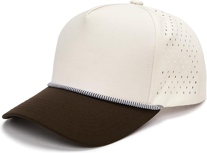 Funky Junque Performance Waterproof Golf Rope Hat – Cool Breathable Workout 5 Panel Snapback Cap for Men