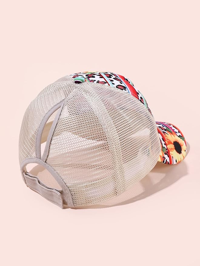Criss Cross Hat Washed Distressed Baseball Cap Ponytail Hat High Messy Bun Ponycap for Women