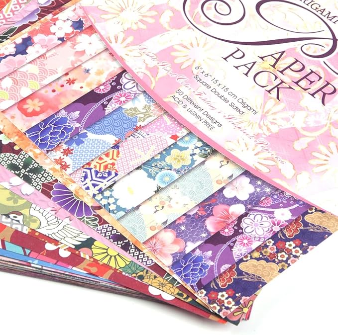 Origami Paper Kit 50 Sheets 70GSM 6 Inch Square Double Sided Color 50 Vivid - Image 6
