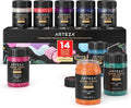 ARTEZA Glitter Acrylic Paint, 14 Iridescent Colors, 2 fl oz Bottles, by ARTEZA