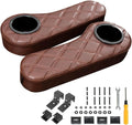 NOKINS Golf Cart Armrest with Cup Holder for EZGO/Club Car/Yamaha, No Drilling Required, Golf Cart Flip Hinged Armrest for Rear Seat with 1 inch Square Tube Frame (Brown&Brown 8438)