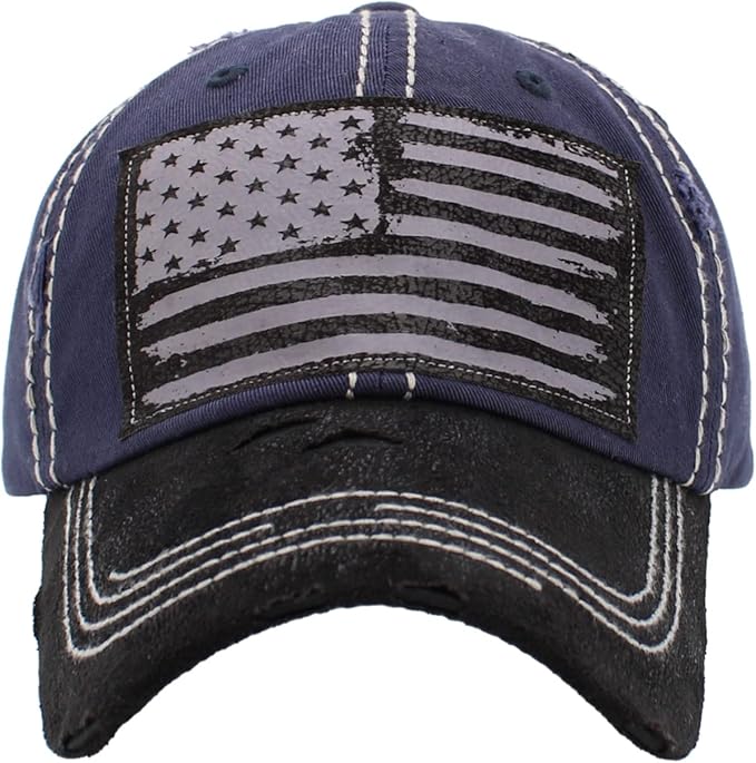 KBETHOS Flag USA America Military Thin Blue Line Thin Red Line Vintage Distressed Baseball Cap Dad Hat Unisex Adjustable…