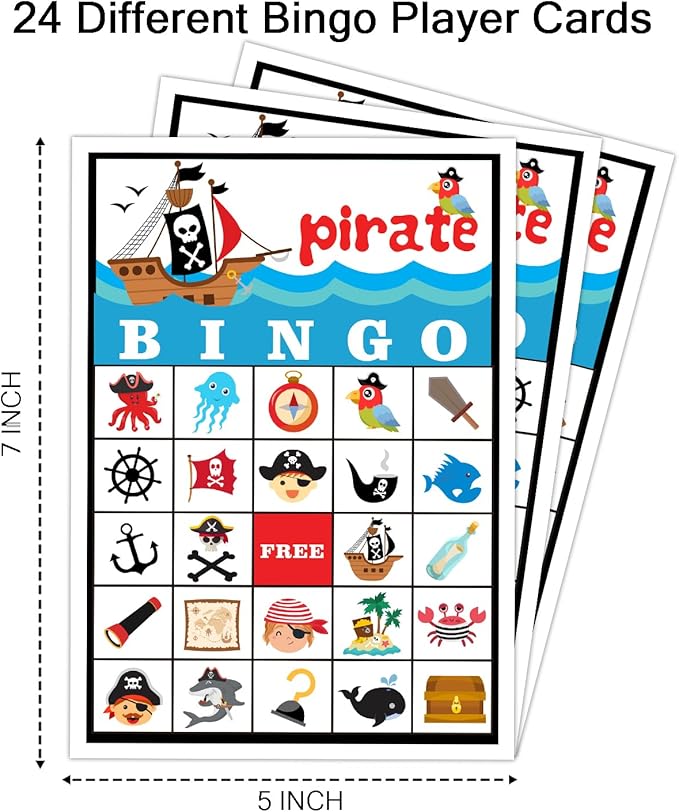 Pirate Ship Adventures Bingo Game Cards, Pirate Party Bingo Card - Image 3