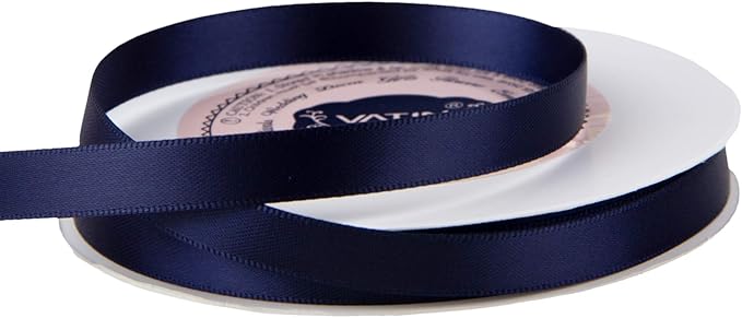 VATIN Double Face Deep Navy Blue Satin Ribbon 3/8" Continuous 50 Yards - Image 3