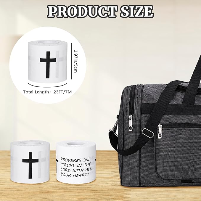 2PCS Pre-Wrap Christian Athletic Tape for Sports 2 Inch Wide Soccer Baseball Wrist Tape Religious Cross Wrist Tapes Accessories, Sport Supplies for Football Sports Baseball Gymnastics Athlete Injury